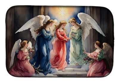 Christmas Angels Dish Drying Mat Absorbent Dish Drying Mat Pad for Kitchen Counter Dish Drainer Mat for Countertop, 14 x 21", Multicolor