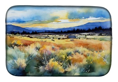 Nevada Sagebrush in Watercolor Dish Drying Mat Absorbent Dish Drying Mat Pad for Kitchen Counter Dish Drainer Mat for Countertop, 14 x 21", Multi
