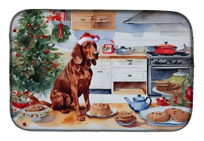 Redbone Coonhound Christmas Cookies Dish Drying Mat Absorbent Dish Drying Mat Pad for Kitchen Counter Dish Drainer Mat for Countertop, 14 x 21"