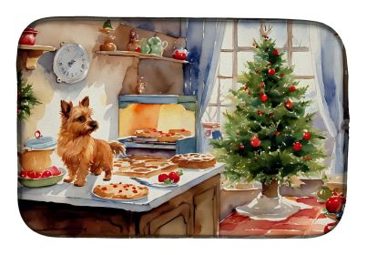 Norwich Terrier Christmas Cookies Dish Drying Mat Absorbent Dish Drying Mat Pad for Kitchen Counter Dish Drainer Mat for Countertop, 14 x 21"