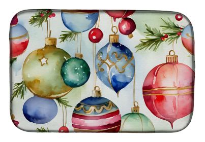 Christmas Ornaments Dish Drying Mat Absorbent Dish Drying Mat Pad for Kitchen Counter Dish Drainer Mat for Countertop, 14 x 21", Multicolor (Default: Default)