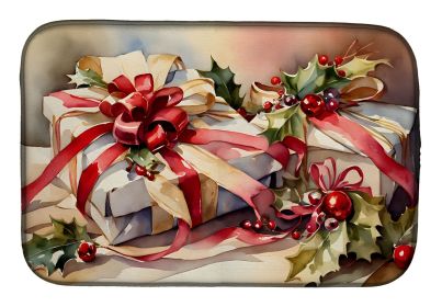 Christmas Bows & Ribbons Dish Drying Mat Absorbent Dish Drying Mat Pad for Kitchen Counter Dish Drainer Mat for Countertop, 14 x 21", Multicolor (Default: Default)