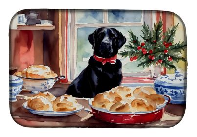 Labrador Retriever Christmas Cookies Dish Drying Mat Absorbent Dish Drying Mat Pad for Kitchen Counter Dish Drainer Mat for Countertop, 14 x 21" (Default: Default)