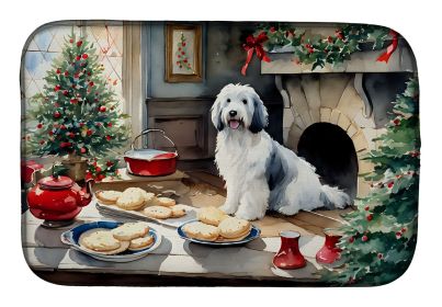 Old English Sheepdog Christmas Cookies Dish Drying Mat Absorbent Dish Drying Mat Pad for Kitchen Counter Dish Drainer Mat for Countertop, 14 x 21 (Default: Default)